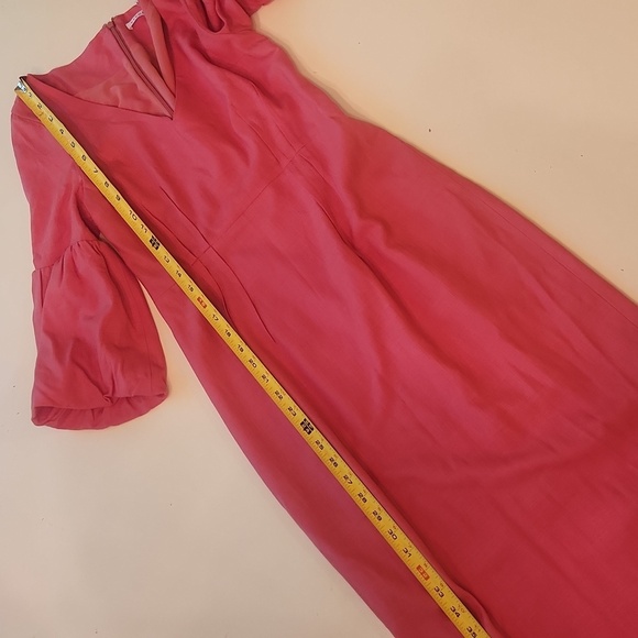 Veronica Beard Amalita Tea Length Pencil Midi Dress Bell Sleeve Melon Size 4 - Picture 6 of 8